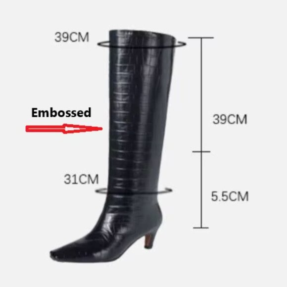 High Fashion Knee high Boots Faux Croc Leather Style (Size 6.5, 37) - Picture 2 of 6